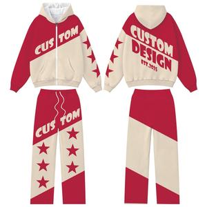 Conjunto de Sudadera con Capucha y Pantalones Deportivos de Poliéster para Hombre, Diseño Personalizado con Cierre de Cremallera - Product Image 3