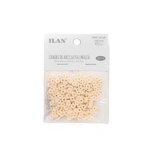 Cuentas planas de arcilla polimérica Ilan de 6x1 mm, color beige, para la fabricación de joyas - Product Image 1