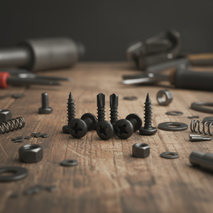 แหวนรองหัวเหล็กคาร์บอนเคลือบดำ PDC 11 แบบเจาะปลาย ฟิลลิปส์ไดรฟ์ ขนาดนิ้ว เกรด 4.8 6.8 เกลียวมาตรฐาน DIN/ISO - Product Image 1