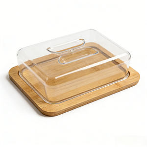 Elegante Mantequillera de Encimera con Tapa de Madera para Cocina Rústica y Almacenamiento Diario de Mantequilla - Product Image 1
