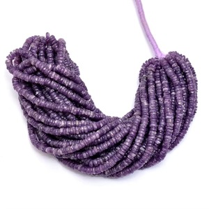 Perles de pierre précieuse Lepidolite naturelle lisses Heishi Tyre 5MM, perles en vrac pour la fabrication de bijoux, prix de gros en provenance d'Inde - Product Image 5