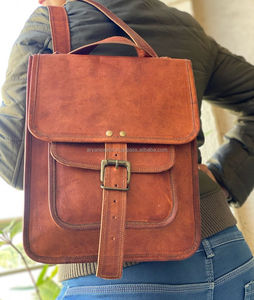 En Cuir De Chèvre naturel 13 Pouces Sac À Dos Deux En Un Messager Sac À Dos Sac - Product Image 1