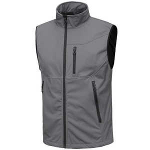 Gilet tactique d'extérieur en tissu softshell Primefield, article le plus vendu, gris, fermeture éclair sur le devant, plusieurs poches, design utilitaire - Product Image 2