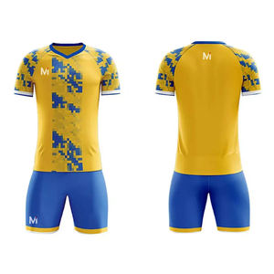 Tenue d'équipe de football personnalisée OEM, maillot et short de football respirants de haute qualité, taille plus, imprimé, 100% polyester, protection UV - Product Image 6