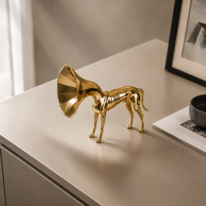 Sculpture d'animal personnalisée créative, chien trompette doré, ornement décoratif pour salon, entrée, hôtel, maison - Product Image 5