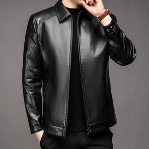 Chaqueta de Motociclista de Cuero para Hombre, Estilo Urbano, Resistente al Viento e Impermeable, Cuello Alto, Forro de Cuero Genuino, Invierno - Product Image 2