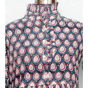 Elegante Vestido de Algodón para Mujer, Estilo Boho, Hecho a Mano, Vintage, Floral, para el Día, con Mangas de Campana, Midi, Maxi, Largo, Informal - Product Image 2