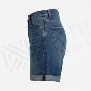 Pantalones Cortos de Mezclilla para Mujer, Diseño de Cintura Alta con Bolsillos, Sexy, Elásticos, con Pedrería, para Verano, Color Personalizado, a la Moda - Product Image 3