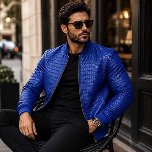 Nouvelle arrivée, veste bomber en cuir gaufré de qualité supérieure, style décontracté, veste d'été pour homme, respirante - Product Image 6