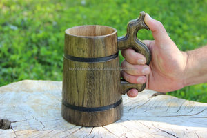 Venta al por mayor Tayyab India nuevas tazas de cerveza de madera con asa para regalos de negocios taza de madera para beber té café vino cerveza - Product Image 2