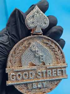 Colgante Circular de Lujo Personalizado con Nombre Estilo Bali, Chapado en Oro de 18K, Plata 925, Estilo Hip Hop, con Moissanita VVS, Bicolor - Product Image 3