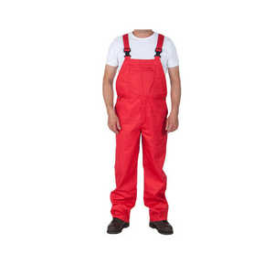 Combinaison de travail en coton rouge pour hommes, anti-poussière, avec bretelles réglables, uniforme - Product Image 1
