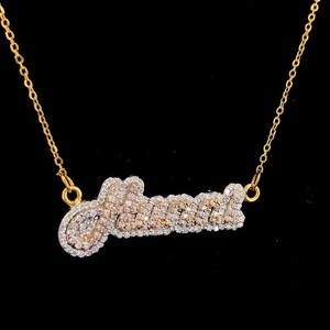 Pendentif personnalisé en argent 925 bicolore avec lettre cursive en moissanite VVS, bijoux de luxe hip hop rock pour hommes - Product Image 5