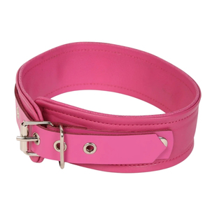 Collier ras du cou en cuir PU rose avec chaîne à maillons, boucle métallique et clous – Accessoire de mode pour soirée - Product Image 2