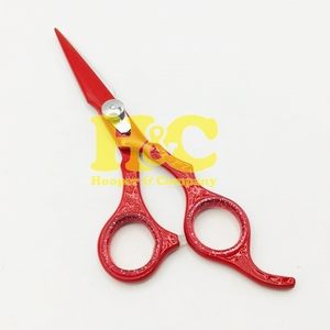 Ciseaux de barbier rouges Hooper Company Top Trend, logo personnalisé, kit d'outils en acier inoxydable, pointe droite, tranchants, 28 dents, pour droitiers - Product Image 5