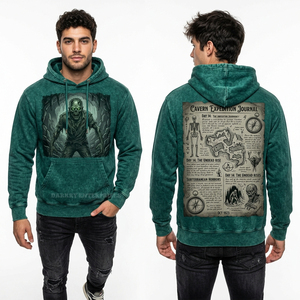 Sudadera con capucha amarilla mostaza personalizada para hombre, con gráfico de esqueleto de T-Rex zombi de criaturas cretácicas, temática de museo, estilo urbano, venta al por mayor de fábrica - Product Image 6