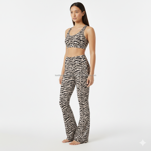 Ensemble de yoga sublimé imprimé zèbre marque privée, 2 pièces : soutien-gorge de sport et leggings froncés taille haute pour femme, grandes tailles, pour la gym et l'entraînement - Product Image 5