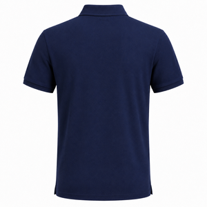 Men's <b>Navy</b> <b>Blue</b> Short Sleeve Knitted Cotton for <b>Shirt</b> with Red Embroidered Print Logo Front Casual Style Anti-Wrinkle - Product Image 2