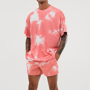 Ensemble de shorts streetwear personnalisés pour hommes, en coton mélangé uni, avec logo imprimé en relief, respirant et taille élastique - Product Image 1