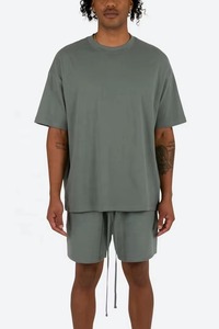 Camiseta Extra Grande para Hombre, Conjunto de Dos Piezas Informal de Verano, Transpirable, para Gimnasio, Entrenamiento, Ropa Deportiva, 100% Algodón, Secado Rápido, Color Sólido - Product Image 3