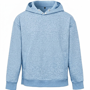 Men's Teddy <b>Fur</b> Basic <b>Hoodie</b> Heavyweight Solid <b>Hoodie</b> 100%Cotton Knitted Warm Winter Fashion Hood with Button Pullover <b>Hoodie</b> - Product Image 4