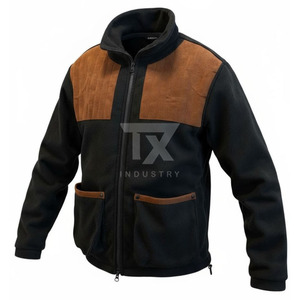 OEM Custom Design <b>Men</b> <b>Sherpa</b> <b>Fleece</b> Canvas Winter <b>Jacket</b> Stand Collar Full Zipper Outdoor Casual Warm Streetwear - Product Image 5