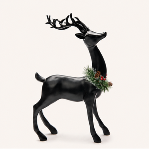 Unique Matte Black Resin Reindeer Sculpture Elegant <b>Christmas</b> Elk Figurine For Tabletop Home Decor Nordic Style Festive Reindeer - Product Image 3