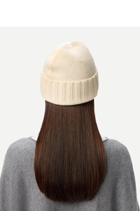 Gorro de punto acanalado color crema para mujer, gorro de invierno cálido con logo personalizado, gorros de punto elásticos unisex al por mayor - Product Image 3