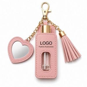 Porte-rouge à lèvres compact avec miroir et porte-clés à pompon, protecteur multifonctionnel pour baume à lèvres, idéal pour les retouches rapides en extérieur - Product Image 2