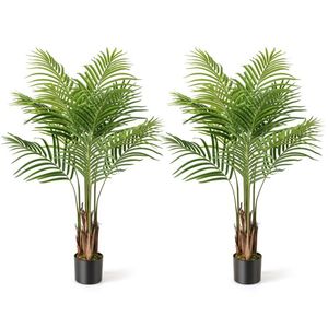 Paquete de 2 Palmeras Artificiales Grandes de 4.2 Pies de Altura, Planta Artificial en Maceta con Diseño Realista para Decoración de Interiores - Product Image 1