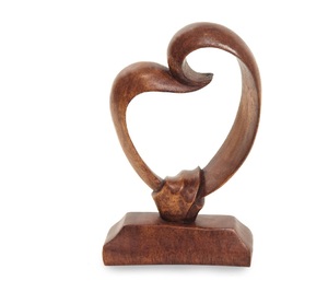 Escultura de madera artesanal de corazones marrones, regalo de decoración para el hogar, estatua abstracta moderna de madera. - Product Image 1