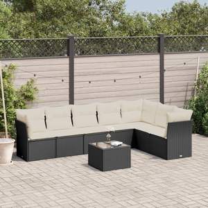 Grand ensemble de canapés de jardin modulaires en rotin PE noir, élégant et durable, mobilier d'extérieur - Product Image 1