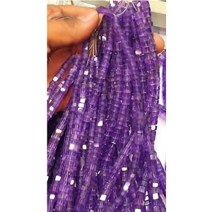 36 brins d'améthyste africaine naturelle, perles lisses en forme de boîte de 5 mm et 9 mm, lot de 7485 carats, Iroc Sales, longueur de 16 pouces - Product Image 3