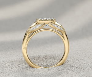 Anillo de Compromiso Vintage con Diamante Cultivado en Laboratorio, Oro de 14K, Corte Redondo, Anillo de Novia con Diamantes en Vástago Dividido, Fabricante de Joyería Personalizada - Product Image 2