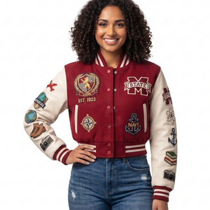 Veste universitaire courte style hiver, tendance actuelle, blousons de baseball courts pour femmes, prix abordable, service OEM - Product Image 3