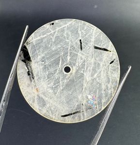 Pierre de cadran en Rutile Noir à coupe plate, épaisseur 1 mm, trou central 2 mm, classique, élégante, faite à la main, accessoire de montre en vrac, 31,50 mm - Product Image 1