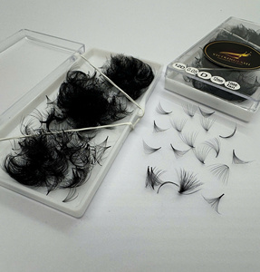 Extensiones de Pestañas de Volumen Preformadas de Pelo Sintético Hechas a Mano, Curvatura CC/D/DD/M/L, Longitud 7-20mm, Base Puntiaguda Negra Mate, Efecto Abierto - Product Image 2