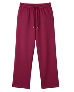 กางเกงวอร์มขายาวสีแดงไวน์สำหรับผู้หญิง เอวยางยืด มีเชือกผูก กางเกงลำลองทรงหลวม รับผลิตตามแบบ OEM ขายส่งจำนวนมากจากโรงงาน - Product Image 1