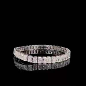 14k White Gold Geometric Cushion Cut Diamond Tennis Bracelet Unisex Classic Style Jewelry Wedding Anniversary Engagement <b>Gift</b> - Product Image 4