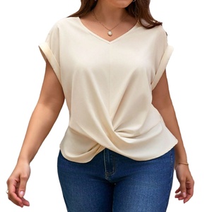 Camisetas de Mujer 2026, Color Sólido, Casual, a la Moda, de Manga Corta, Blusas para Mujer, Camisetas Oversize - Product Image 1