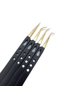 DANTRIC IMPLANTS QU-642 <b>Eyelash</b> Tweezers Gold Plated Smooth Tip Precision Tool for <b>Eyelash</b> Extensions Professional <b>Application</b> - Product Image 3