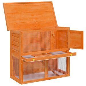Casa para conejos de 35.4 x 17.7 x 31.5 pulgadas, madera marrón y alambre de hierro, mueble extraíble para mascotas - Product Image 2