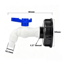 Robinet à bille en plastique fileté 1/2 3/4 po avec adaptateur de réservoir IBC à filetage femelle S60, bouchon en plastique pour réservoir IBC, robinet pour l'eau de jardin domestique