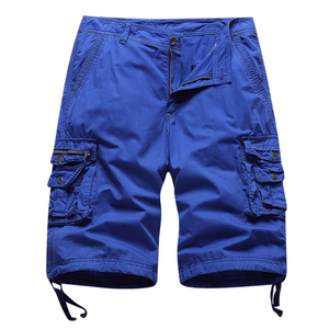 Shorts cargo noirs pour hommes, taille mi-haute, couleur unie, en toile, décontractés, avec poches et cordon de serrage - Product Image 6