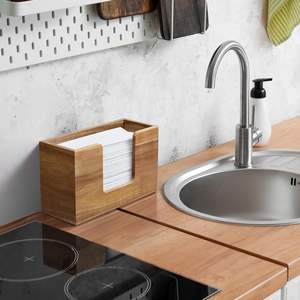 Distributeur de serviettes en papier pour comptoir en bois d'acacia, support de serviettes en papier pour salle de bain, distributeur de serviettes en papier pliées en trois pour la maison - Product Image 2