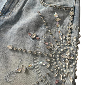 2026 New Arrival Men’s Rhinestone Shorts 100% Cotton High Quality Quick Dry <b>Elastic</b> Waist Casual Gym Streetwear - Product Image 2