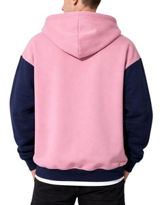 Sudadera con capucha y cremallera para hombre 2026, color rosa marino con bloques de color, ajuste regular, de algodón, forro polar, informal, para otoño, en tendencia - Product Image 2