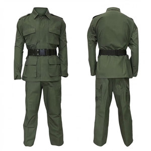 Uniforme de gardien de sécurité avec plusieurs poches de rangement, fermeture à boutons sur le devant, tissu durable en polyester/coton, design unisexe - Product Image 1