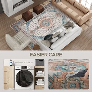 Tappeto Vintage a Pelo Medio Lavabile in Lavatrice 5x7 Antiscivolo per Soggiorno Camera da Letto Sala da Pranzo Marrone Blu - Product Image 5