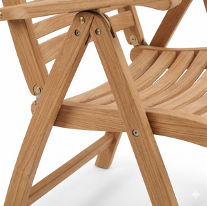 Silla de Jardín Plegable Moderna de Madera de Teca con Reposabrazos, Muebles de Patio Reclinables Portátiles para Playa, Balcón y Ocio - Product Image 4